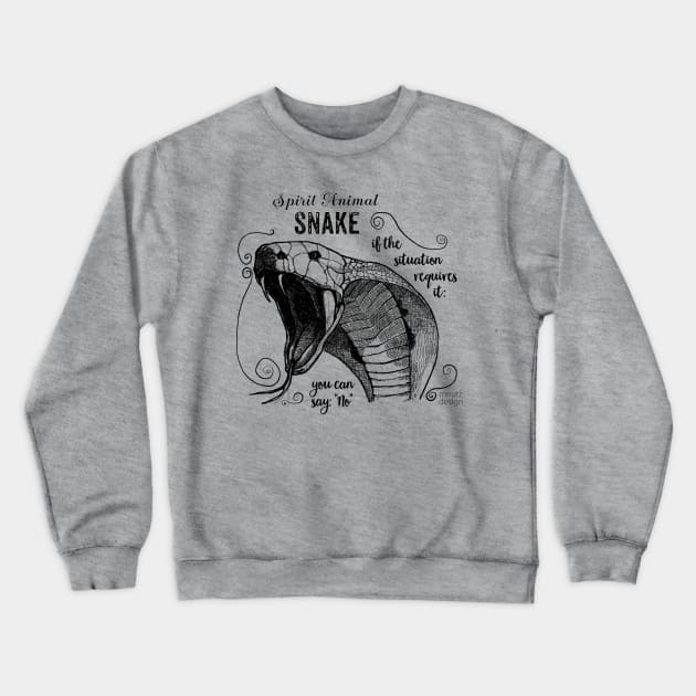 Spirit animal - Snake black Crewneck Sweatshirt by mnutz